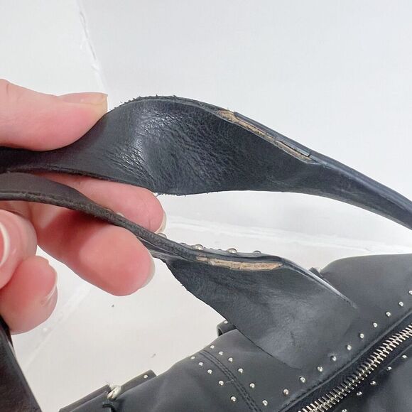 y2k Vintage Michael Kors Astor Black Leather Studded Shoulder Bag Rocker Chic - Picture 12 of 14